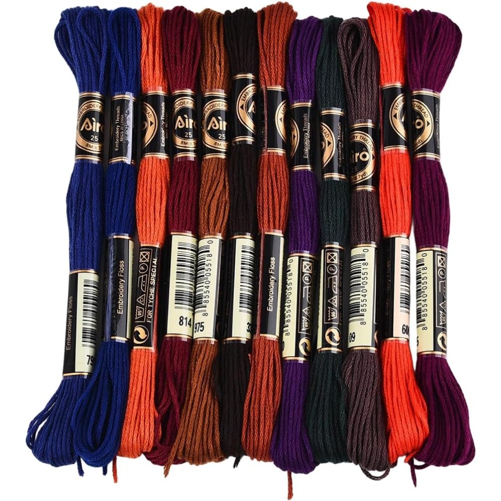 Embroidery Yarns - 12 Skeins 6 Strands Hand Variegated