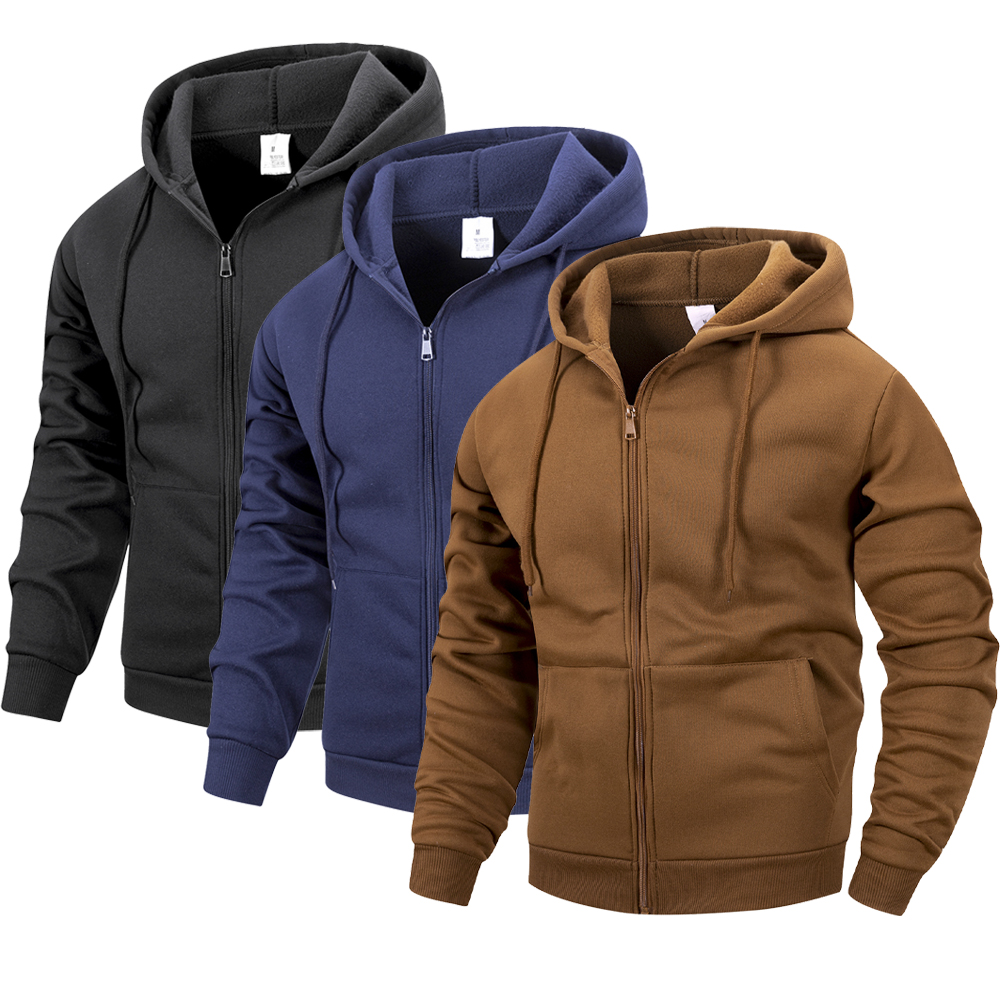 Embroidery Zip Up Hoodie - Men's Zip Hoodie Jacket Hooded Sports
