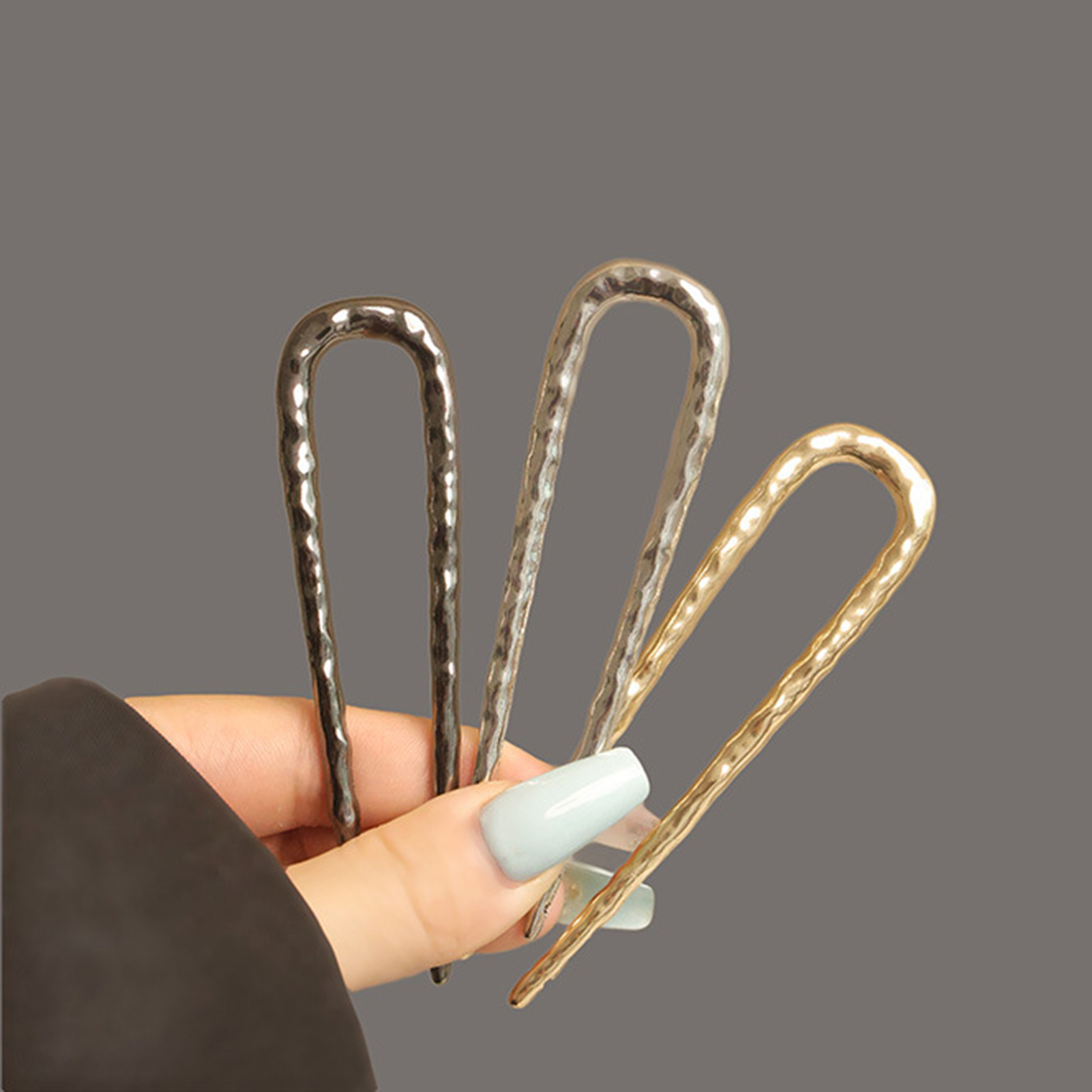 Embroidery Texture - Chinese Hammer Texture U-Shape Hairpin Long