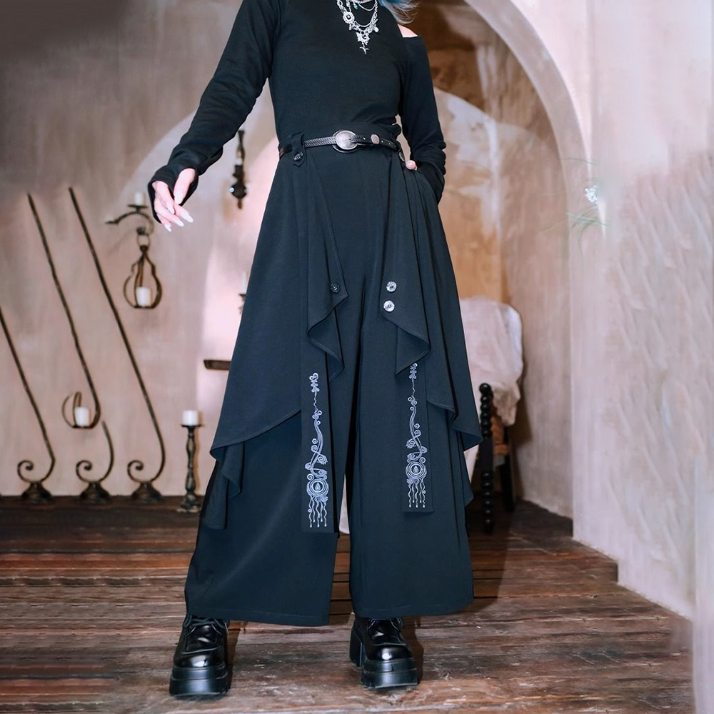 Embroidery Gothic - Dark Gothic Embroidered Ribbon Layered Irregular