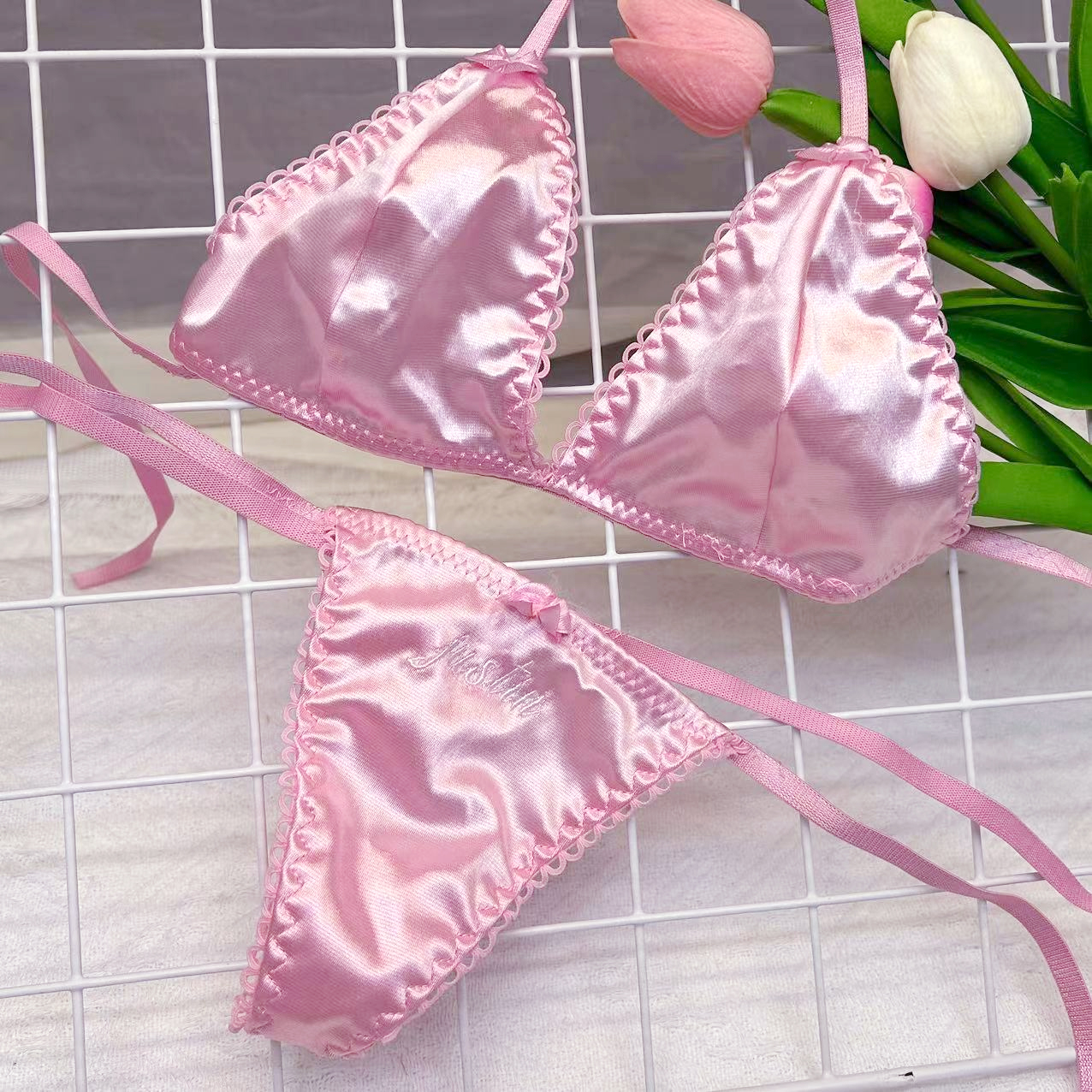 Embroidery Underwear - Custom Thongs Bra Sets Bikini With