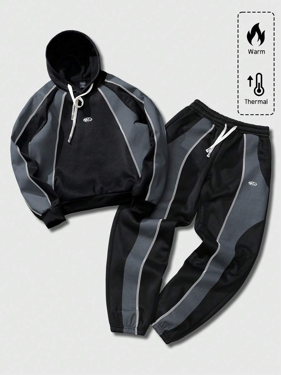 Embroidery Origin - Mens Thermal Hoodie And Pants Set