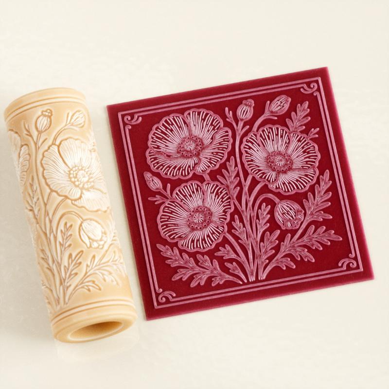 Flower Skull Clay Tile Roller  – обзор и цена Embroidery Texture