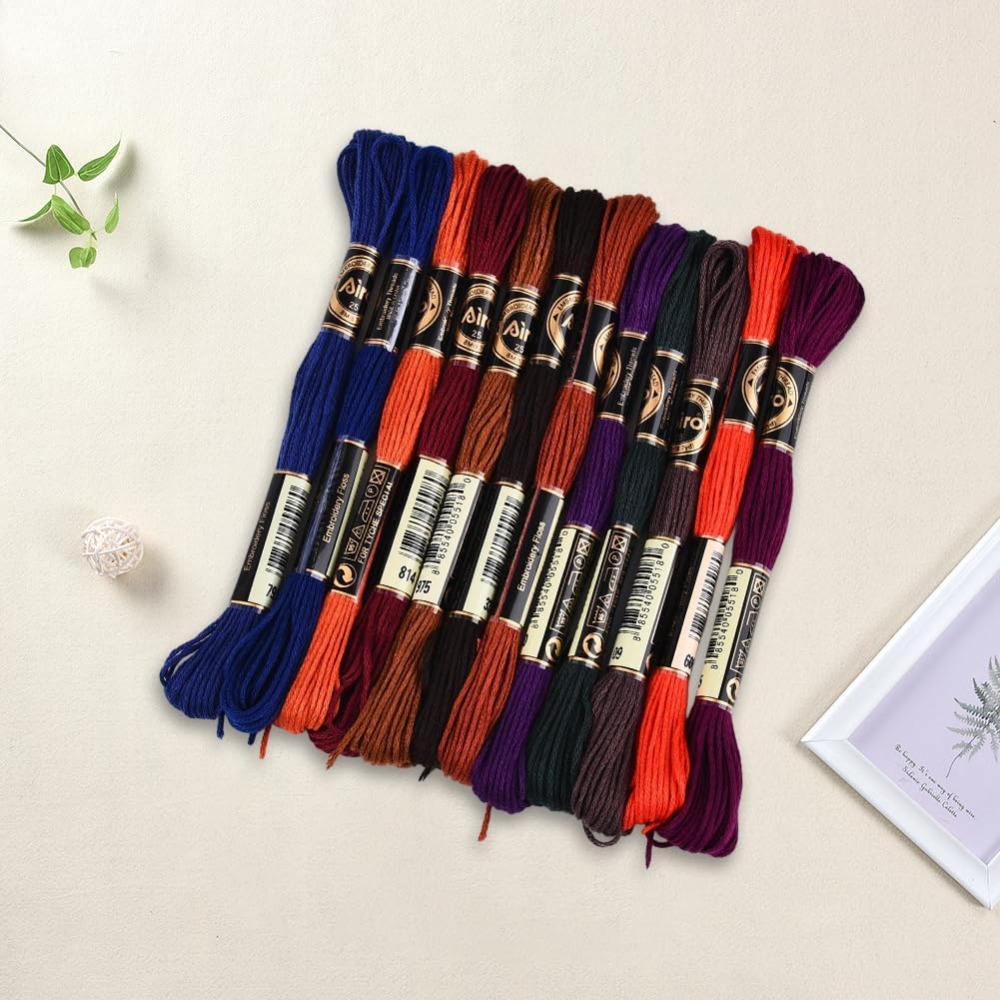 12 Skeins 6 Strands Hand Varie – обзор и цена Embroidery Yarns