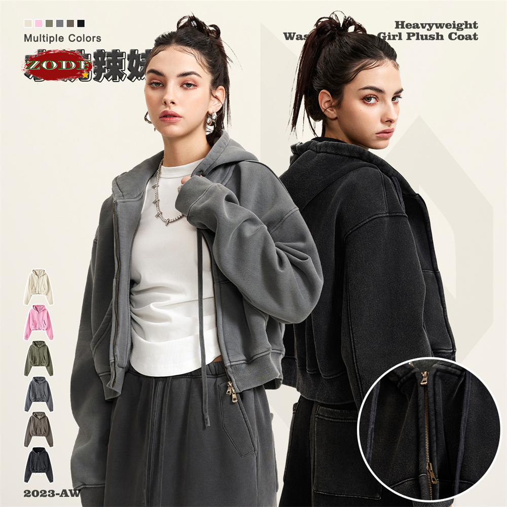 ZODF Retro 2025 Winter Women S – обзор и цена Embroidery Zip Up Hoodie