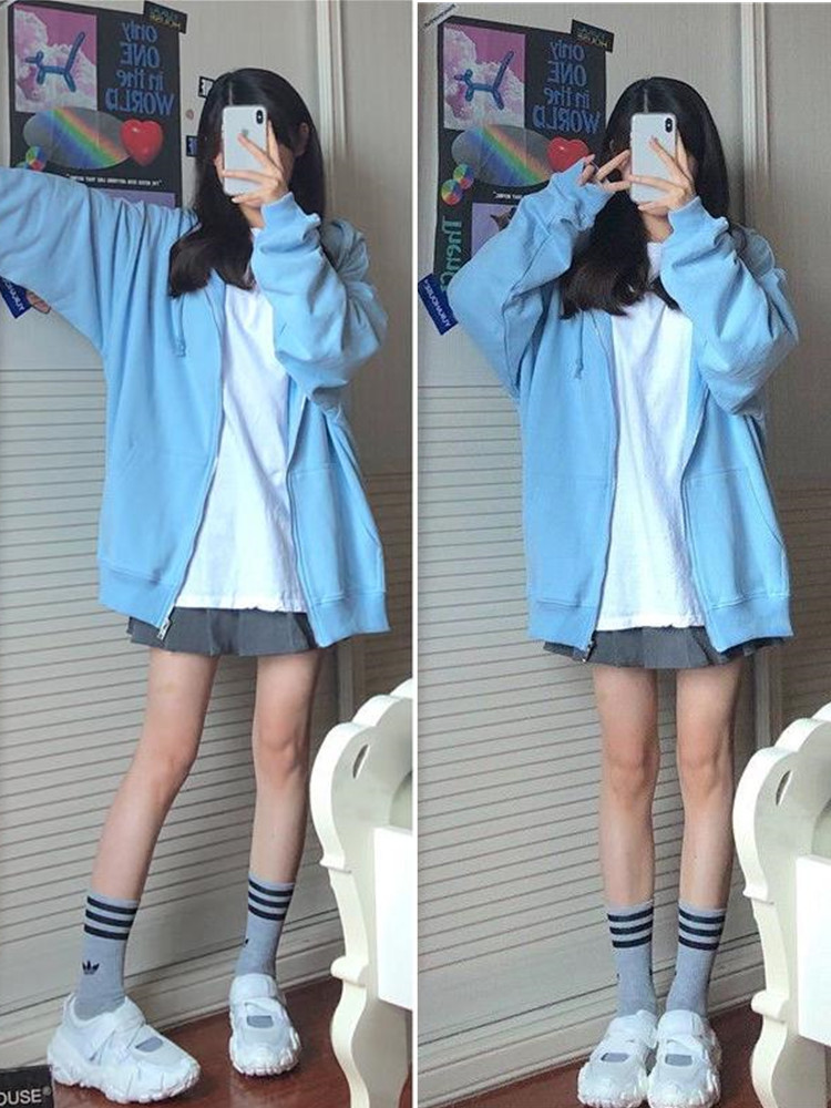 Oversized Hooded Sweatshirts K – обзор и цена Embroidery Zip Up Hoodie