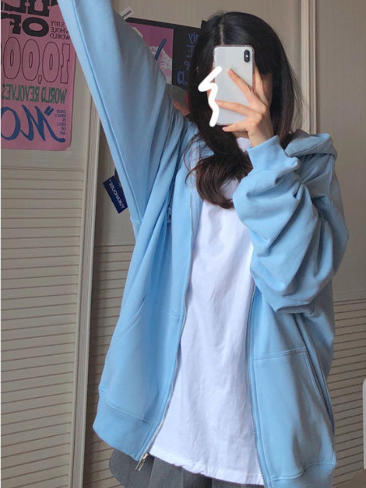 Oversized Hooded Sweatshirts K – обзор и цена Embroidery Zip Up Hoodie