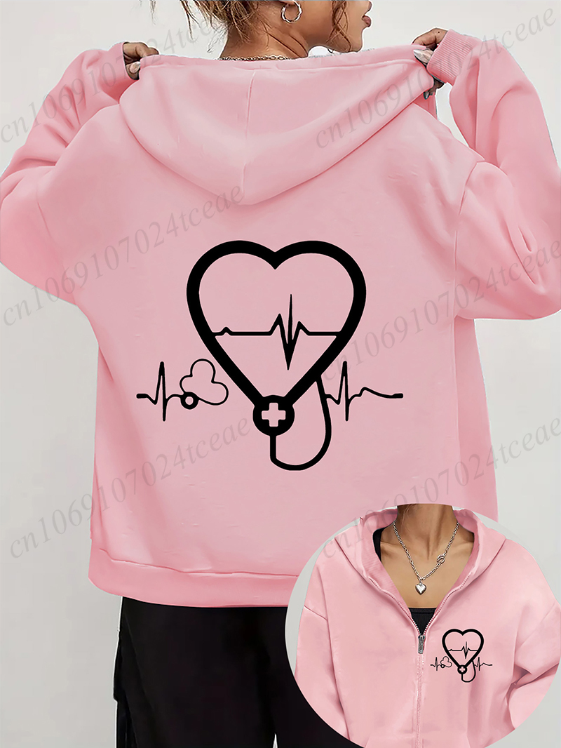 Women's Autumn Winter Hoodies  – обзор и цена Embroidery Zip Up Hoodie