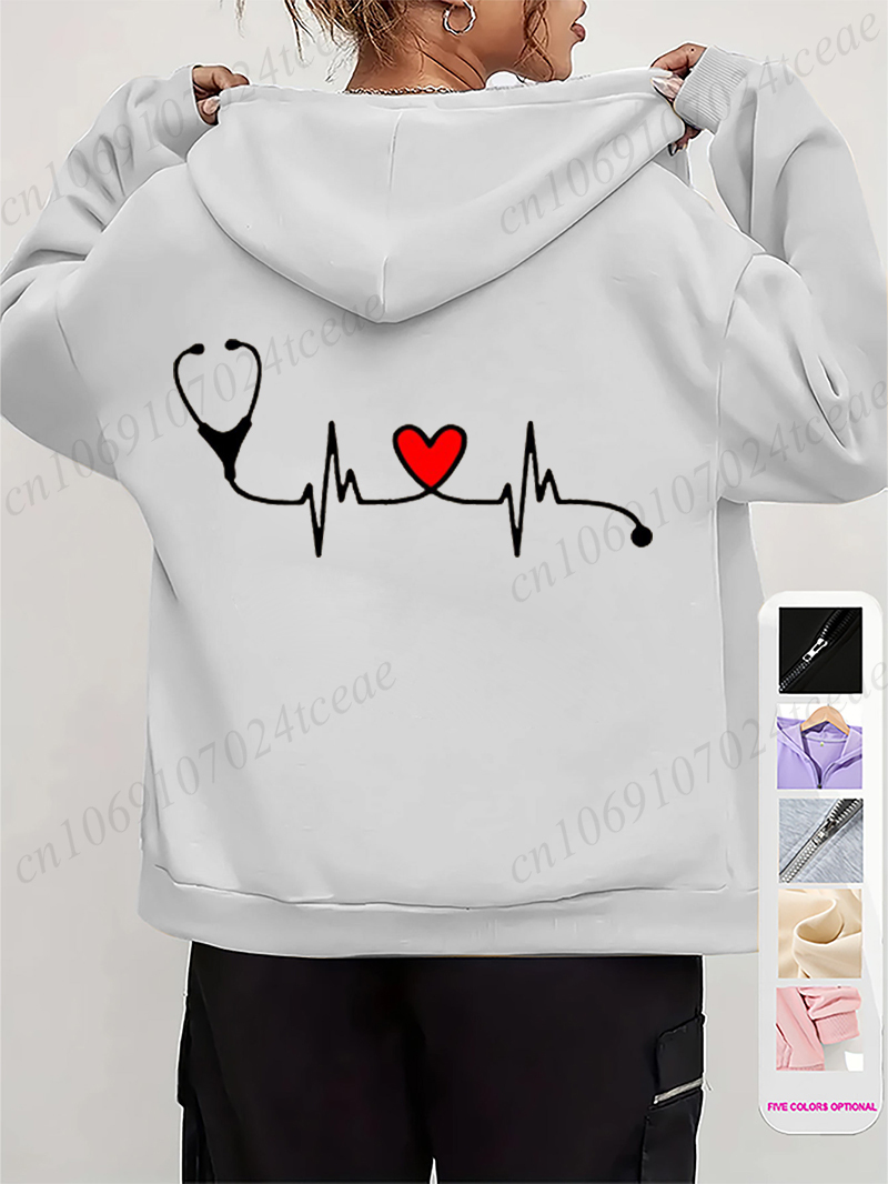 Women's Autumn Winter Hoodies  – обзор и цена Embroidery Zip Up Hoodie
