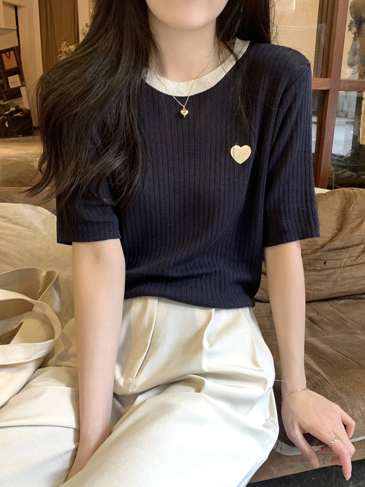 Knit Short Sleeve T-Shirt Wome – обзор и цена Embroidery Design Love