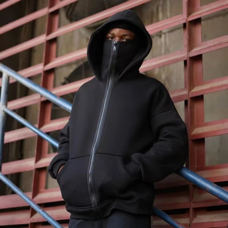 Balaclava Men Zip Hoodie Winte – обзор и цена Embroidery Zip Up Hoodie