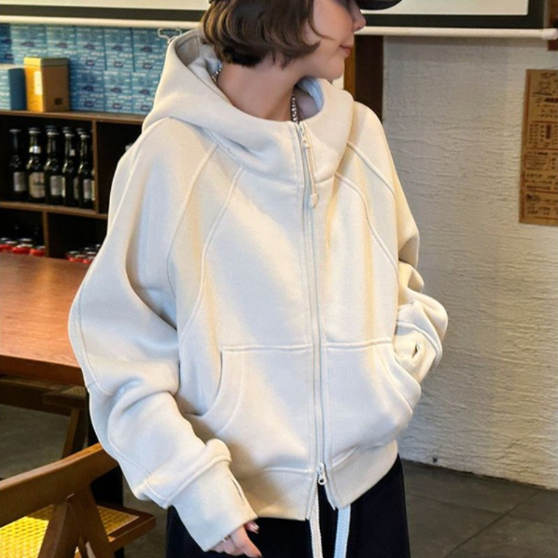 Women Solid Hoodies Fleeced Sh – обзор и цена Embroidery Zip Up Hoodie