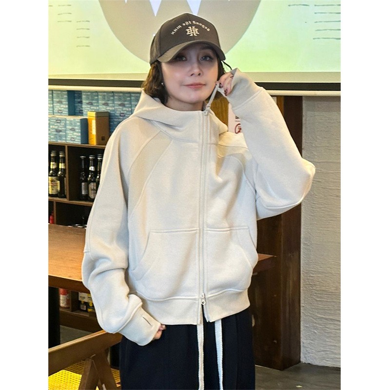 Women Solid Hoodies Fleeced Sh – обзор и цена Embroidery Zip Up Hoodie