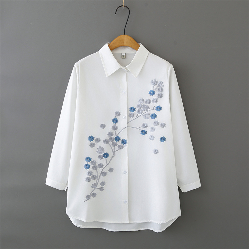 Women Plus Size Long Sleeve Co – обзор и цена Embroidery Shirt