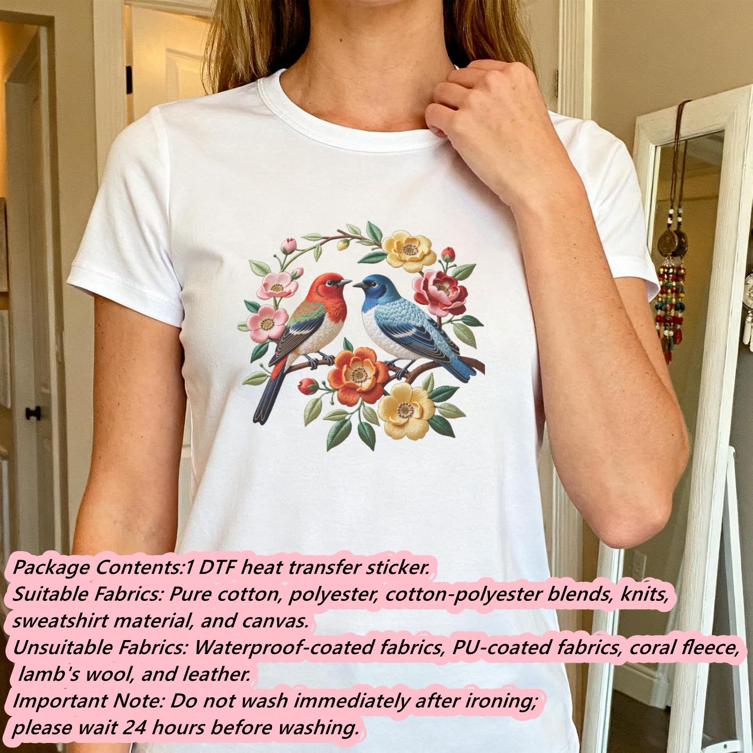 1 Piece of Bird Pattern Clothi – обзор и цена Embroidery Shirt