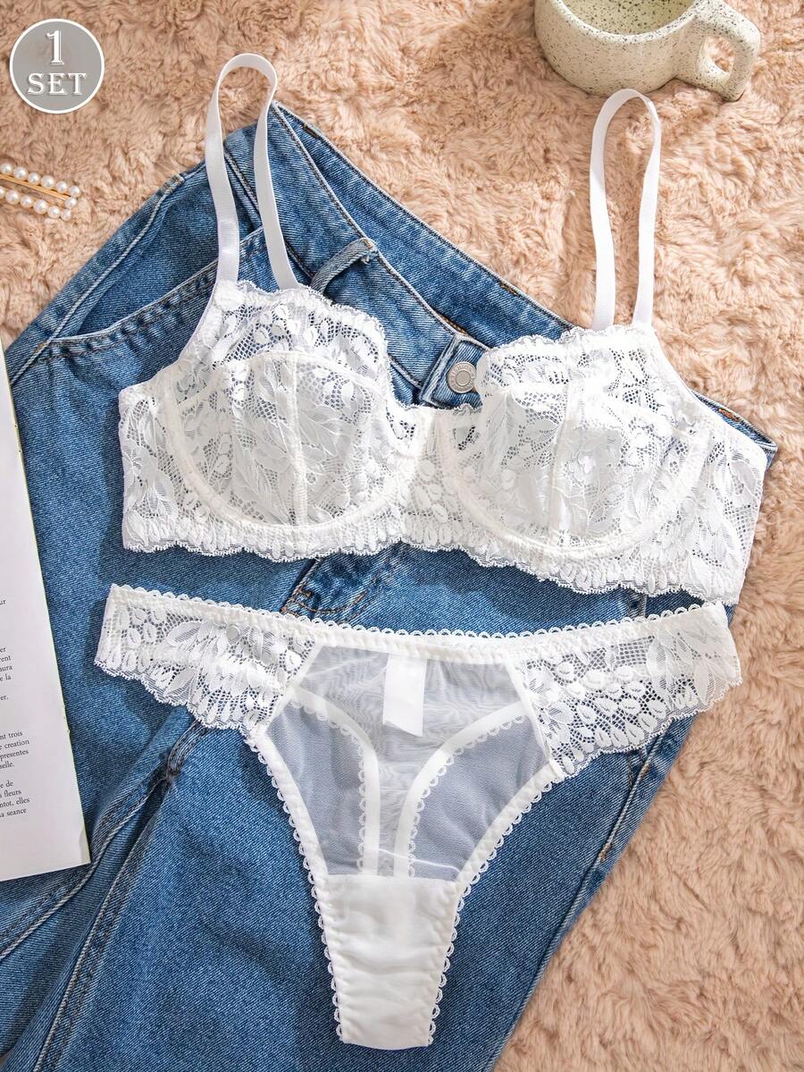 White Lace Bra and Panty Set w – обзор и цена Embroidery Origin