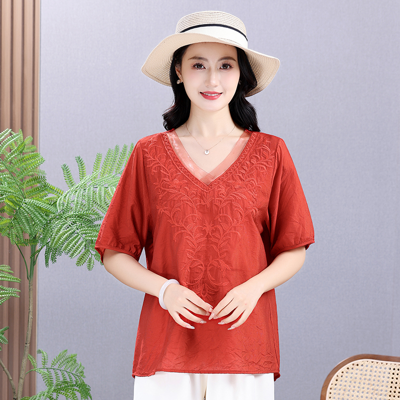 Summer Elastic Tee Shirt Solid – обзор и цена Embroidery Shirt