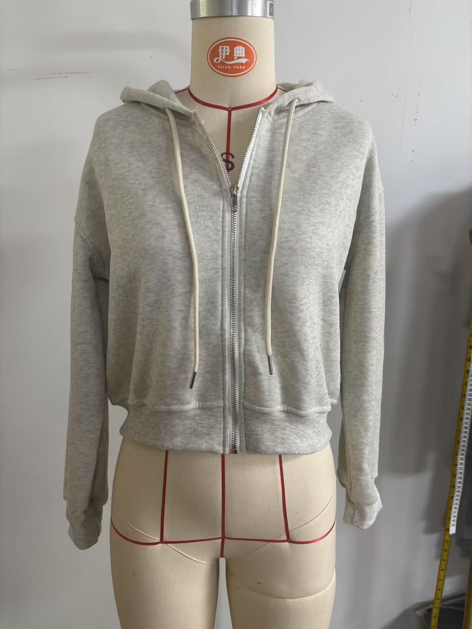 Women's Gray Cropped Zip Up Ho – обзор и цена Embroidery Zip Up Hoodie