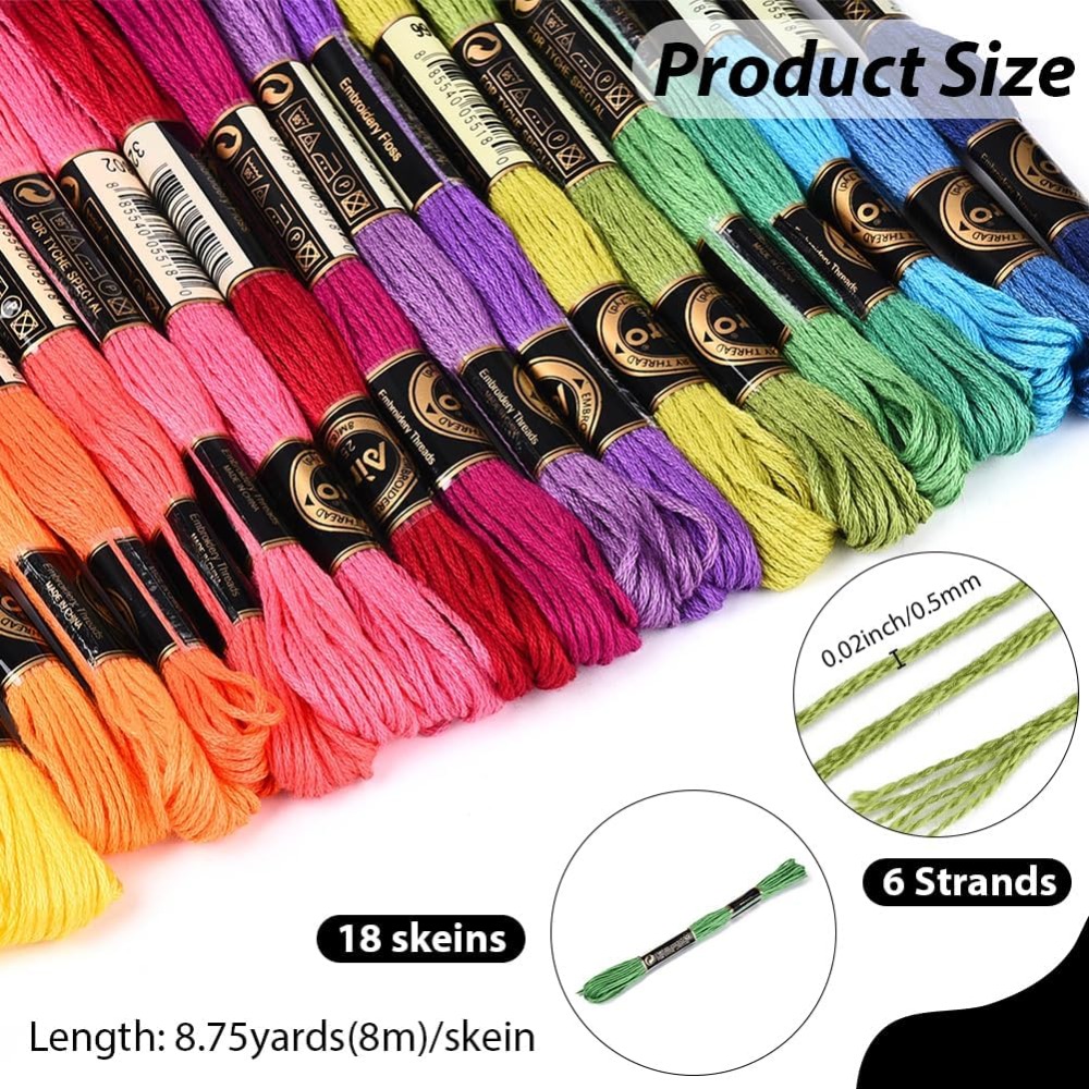18 Skeins 157.5 Yards Colorful – обзор и цена Embroidery Yarns