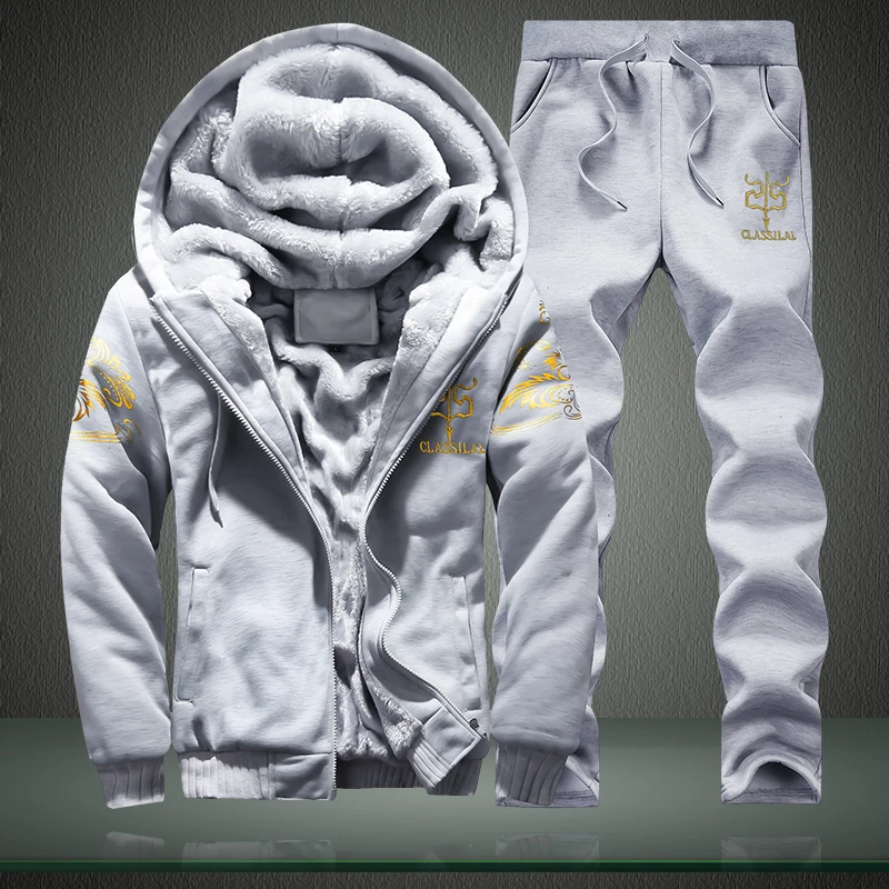 Autumn Winter Men's Sports Set – обзор и цена Embroidery Zip Up Hoodie