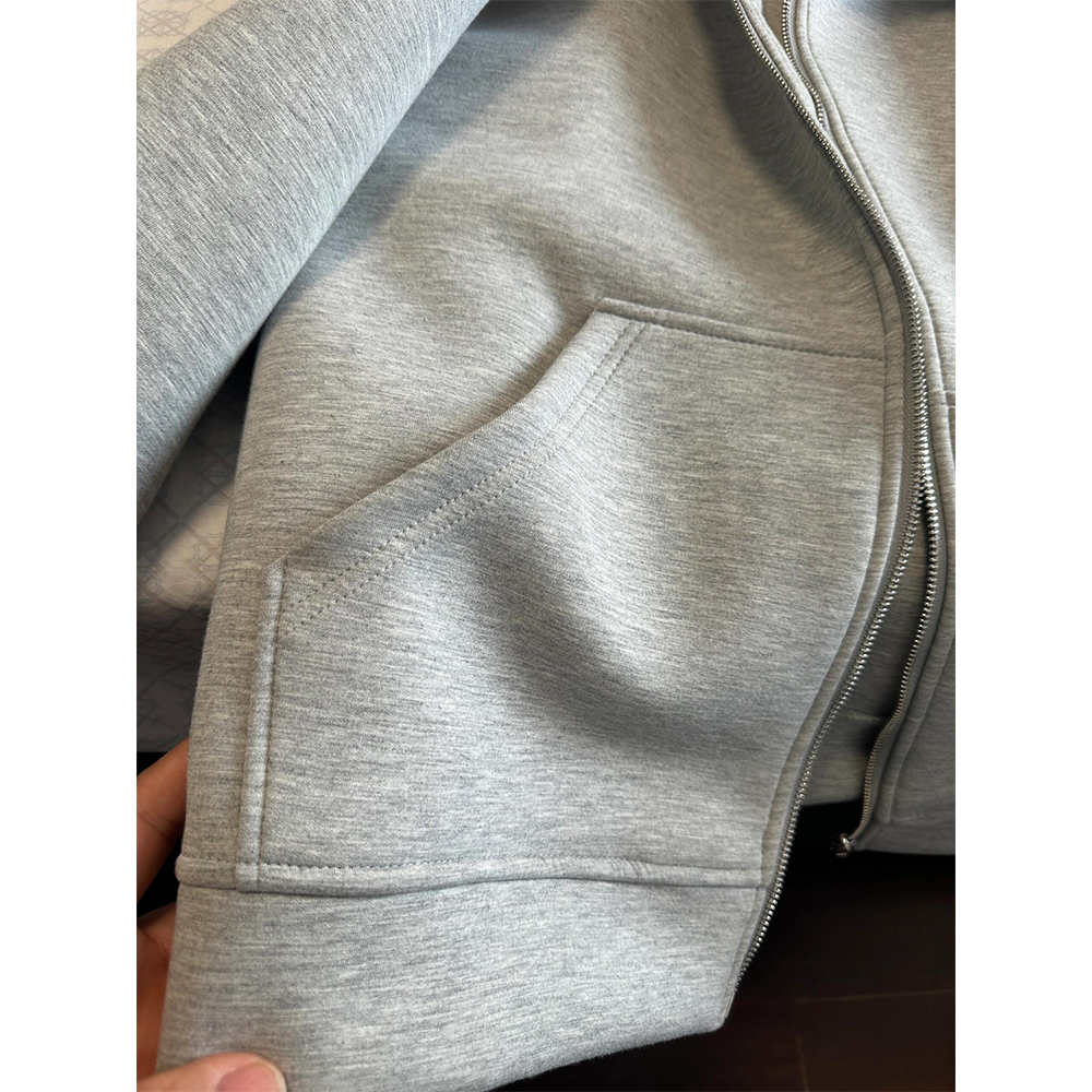 Women's Grey Hooded Coat Solid – обзор и цена Embroidery Zip Up Hoodie