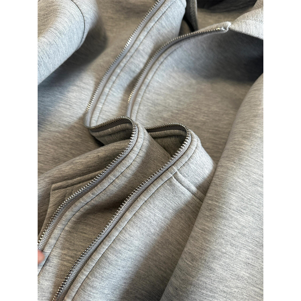 Women's Grey Hooded Coat Solid – обзор и цена Embroidery Zip Up Hoodie