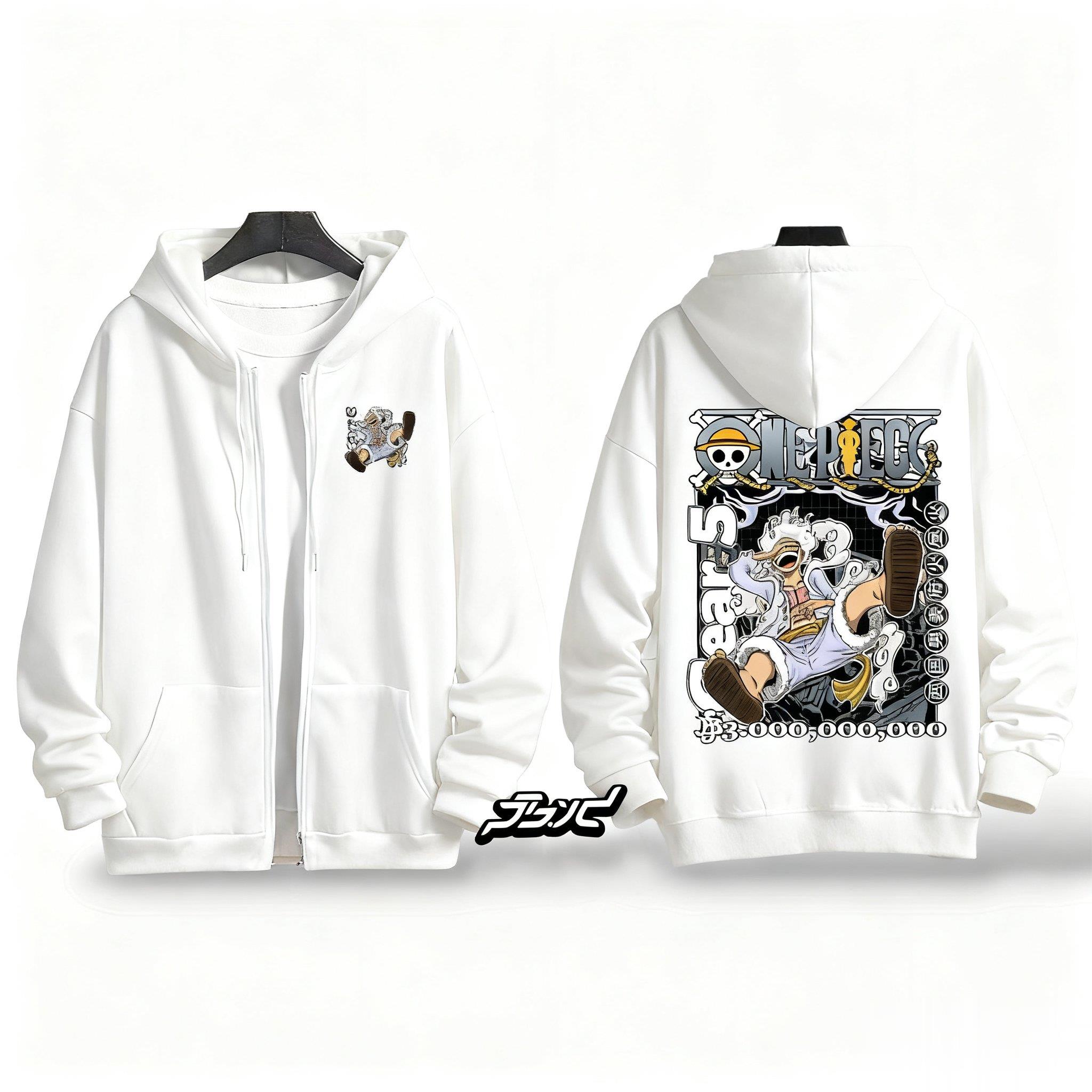 One Piece Gear 5 Luffy Anime H – обзор и цена Embroidery Zip Up Hoodie
