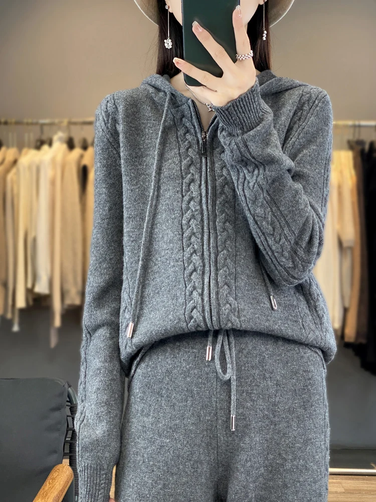Women's Pure Cashmere Hooded C – обзор и цена Embroidery Zip Up Hoodie