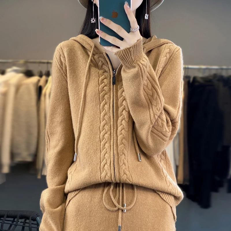 Women's Pure Cashmere Hooded C – обзор и цена Embroidery Zip Up Hoodie