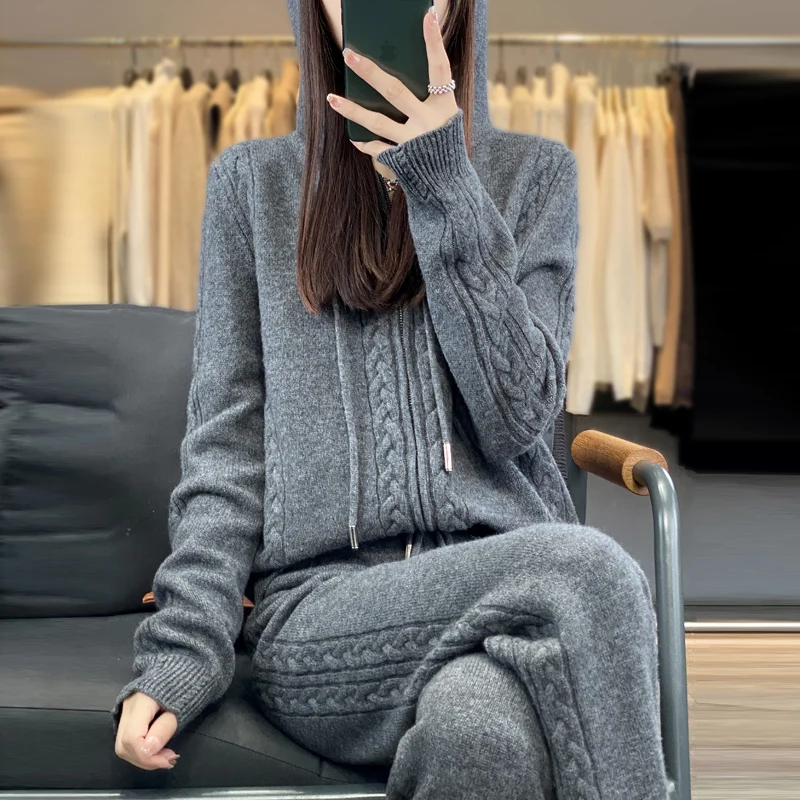 Women's Pure Cashmere Hooded C – обзор и цена Embroidery Zip Up Hoodie
