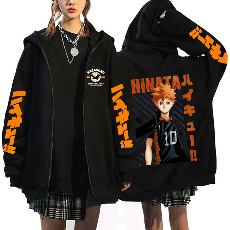 Haikyuu Hinata Graphic Zippper – обзор и цена Embroidery Zip Up Hoodie