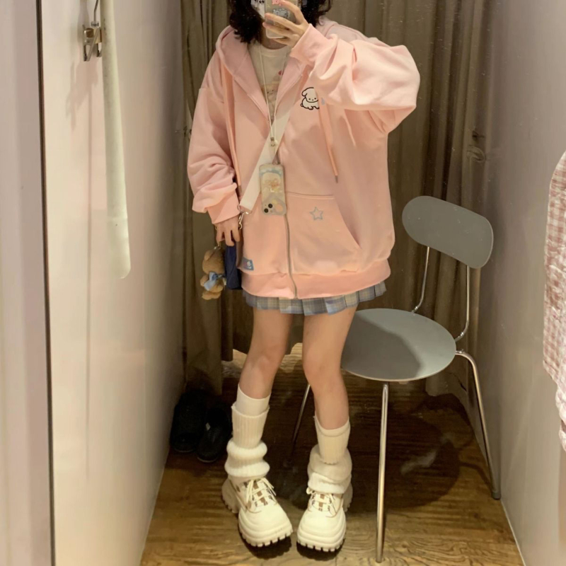 Japanese Kawaii Zip Up Hoodies – обзор и цена Embroidery Zip Up Hoodie