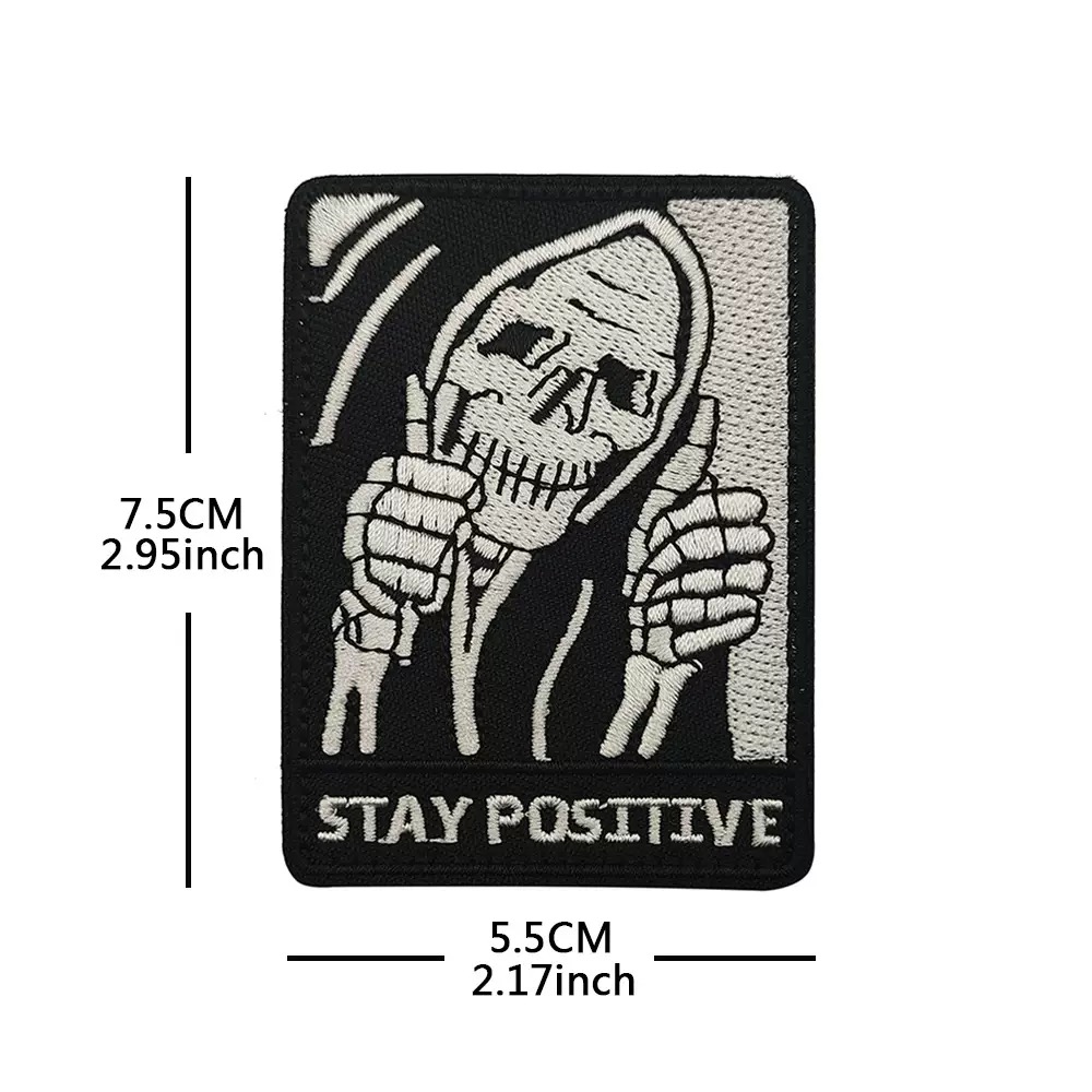 Funny Skeleton Stay Positive t – обзор и цена Embroidery Gothic