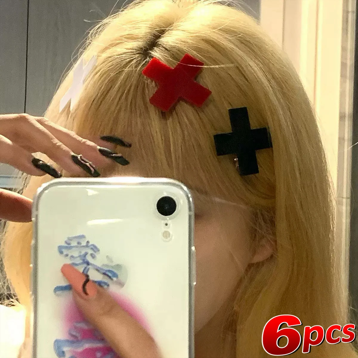 Y2K Red Cross Hair Clip Punk G – обзор и цена Embroidery Gothic